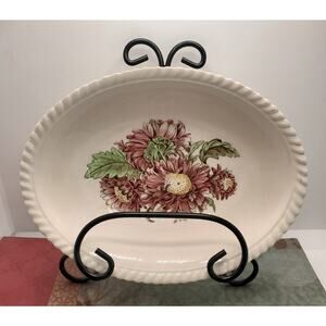 Johnson Brothers Old Flower Aster Oval Vegetable Serving Dish Tranfer Ware 9"